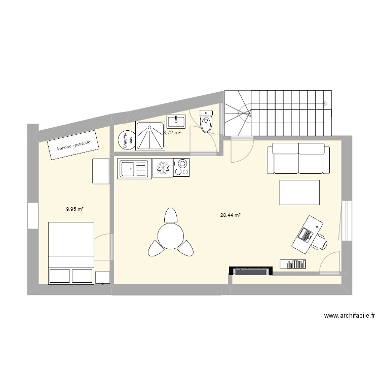 the first 2eme étage aménagé chambre derrière. Plan de 0 pièce et 0 m2