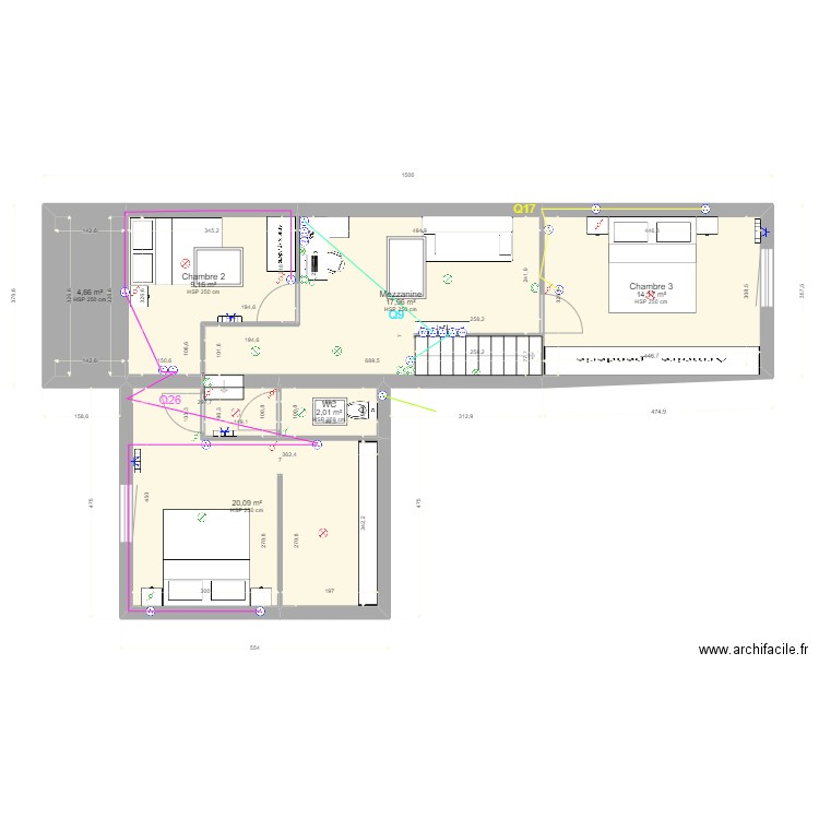 Romain Sancier étage. Plan de 6 pièces et 68 m2