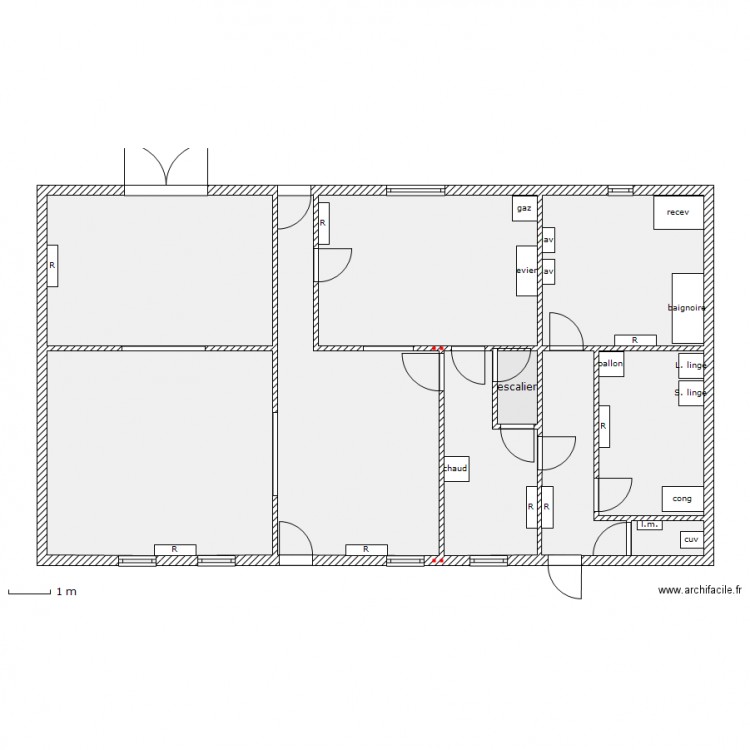 fermette apres sdb. Plan de 0 pièce et 0 m2