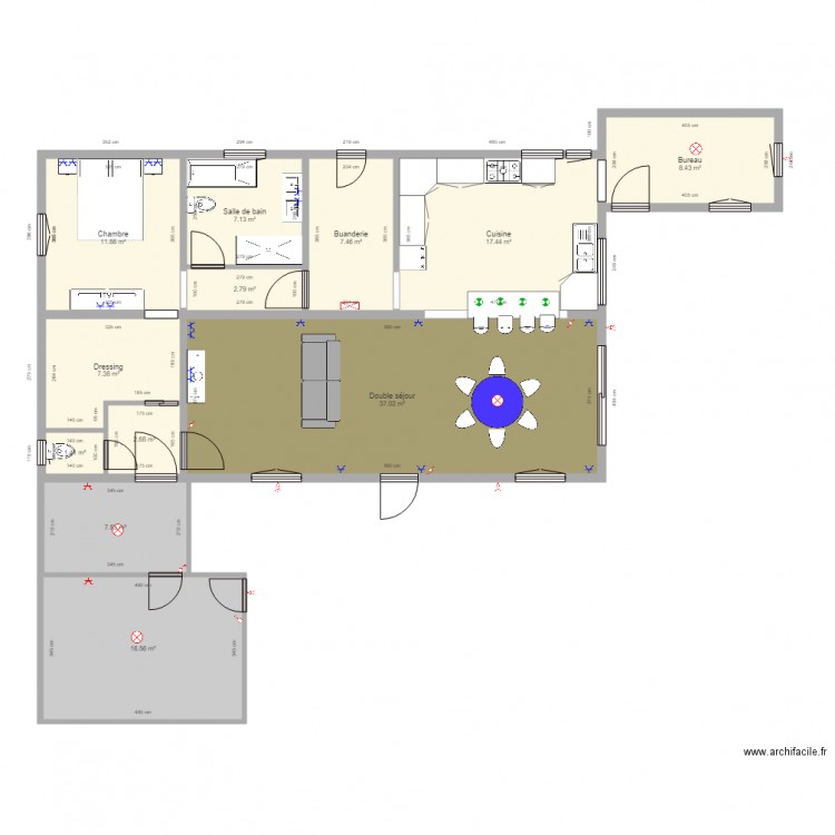 Maison JO. Plan de 12 pièces et 128 m2