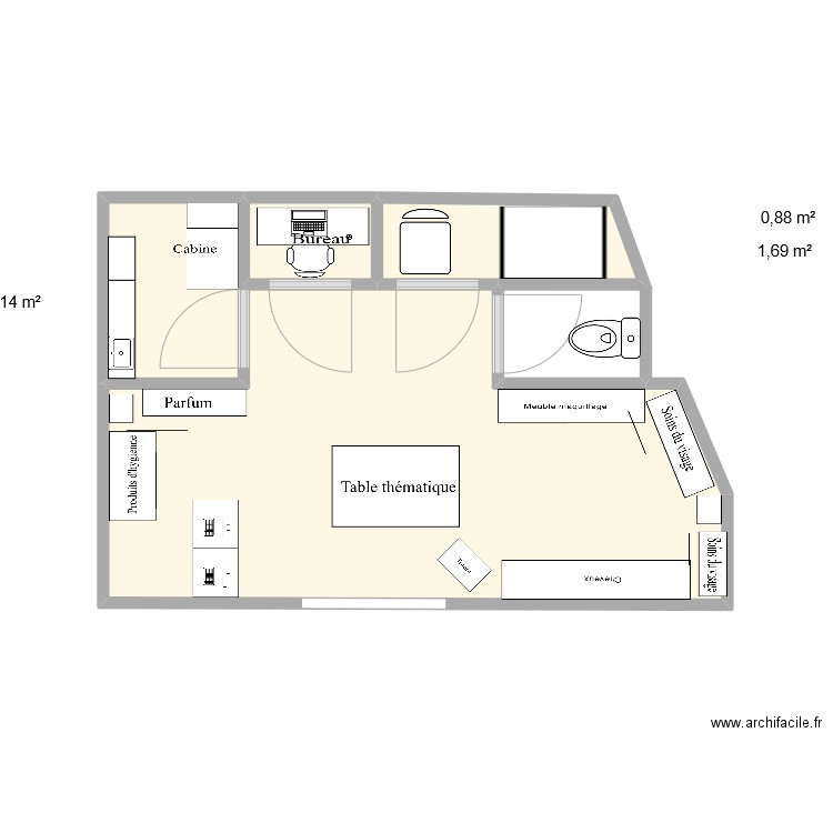 plan yves rocher . Plan de 4 pièces et 19 m2