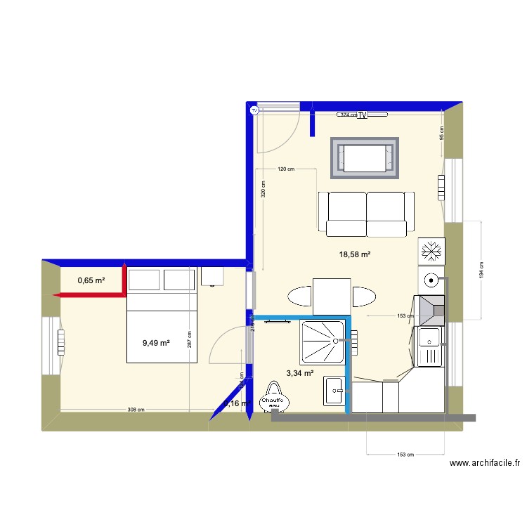 Louis Pasteur 2 Evacuations. Plan de 5 pièces et 32 m2