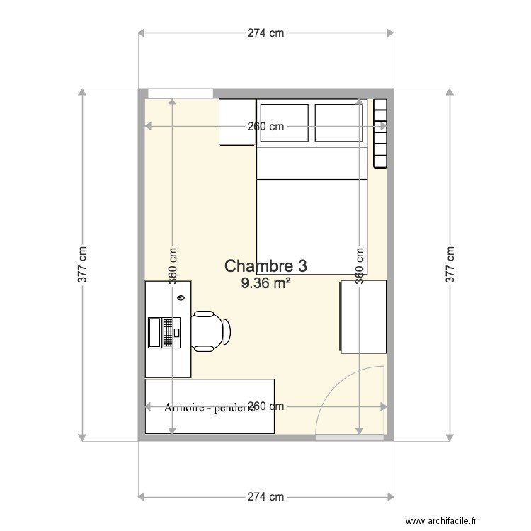 T5 chambre3 V2. Plan de 0 pièce et 0 m2