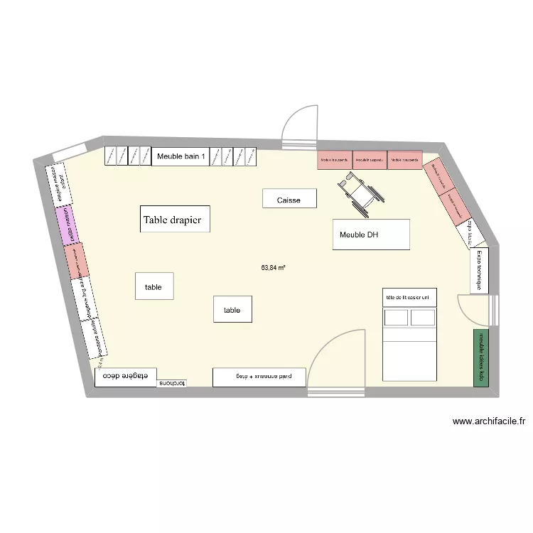 Amiens test 1. Plan de 1  et 64 m²