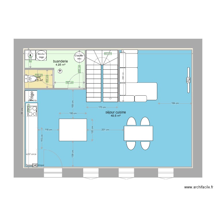 Mayeur RDC. Plan de 4 pièces et 116 m2