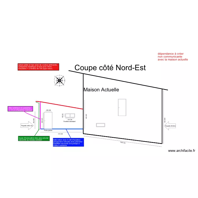 Coupe Nord-Est extension Gazou. Plan de 