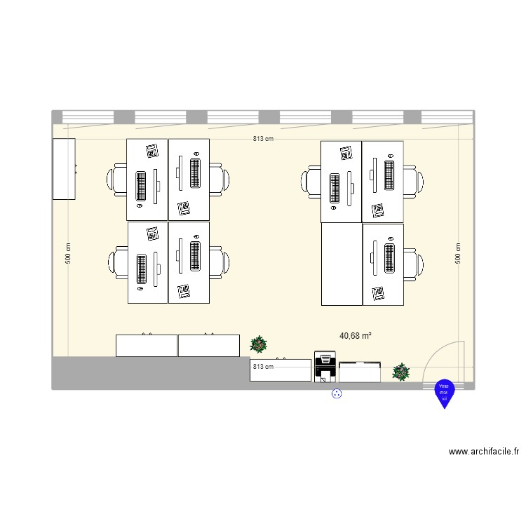 Bureau Ctrl_3. Plan de 1 pièce et 41 m2