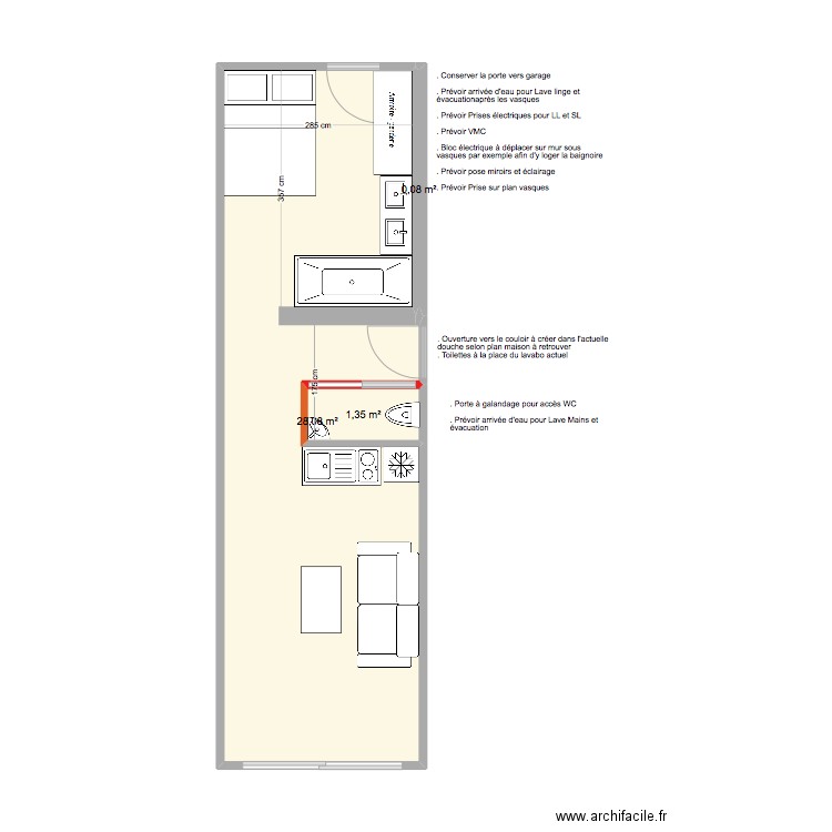 PLAN STUDIO RAMATUELLE 3. Plan de 3 pièces et 30 m2