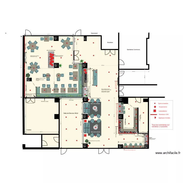 Hotel AZ - Reception Plan Luminaires. Plan de 