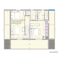 Plan chalet 2 &eacute;tage variante chambre avec escalier S