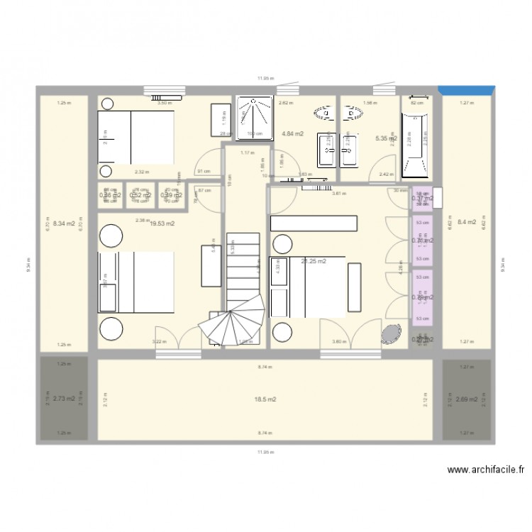 Plan chalet 2 étage variante chambre avec escalier S. Plan de 0 pièce et 0 m2