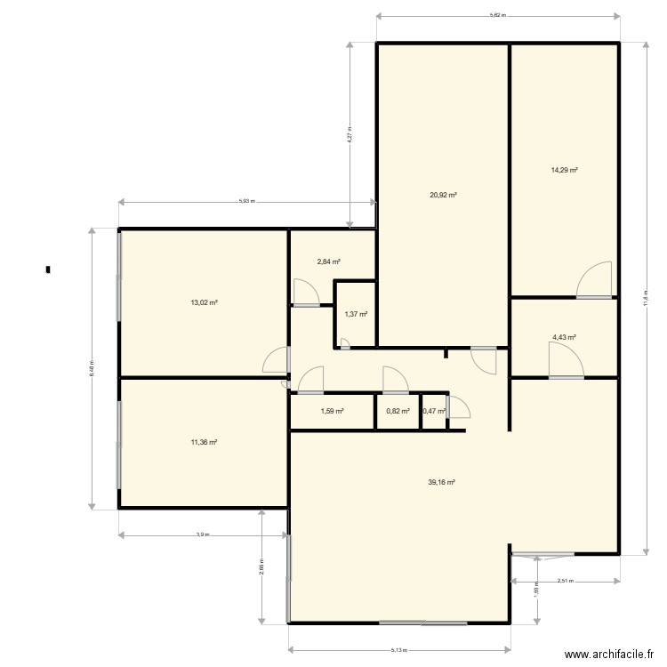 maison simiane. Plan de 11 pièces et 110 m2