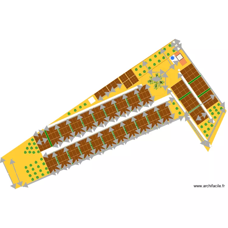 Jardin partag&eacute; V7 poulailler haie Puits. Plan de 