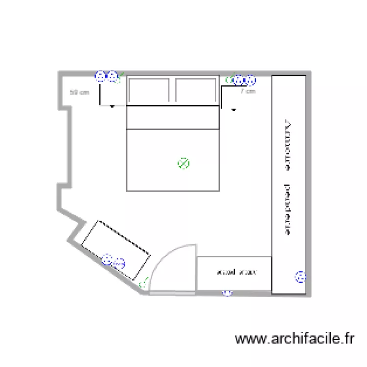 chambre parents. Plan de 