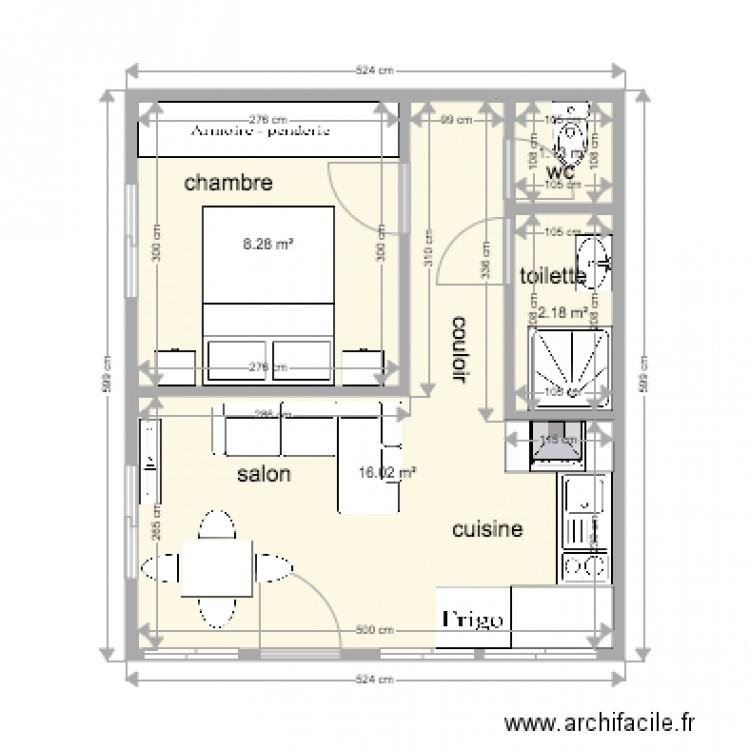 F2 DEVANT G EXISTANT MEUBLE. Plan de 0 pièce et 0 m2