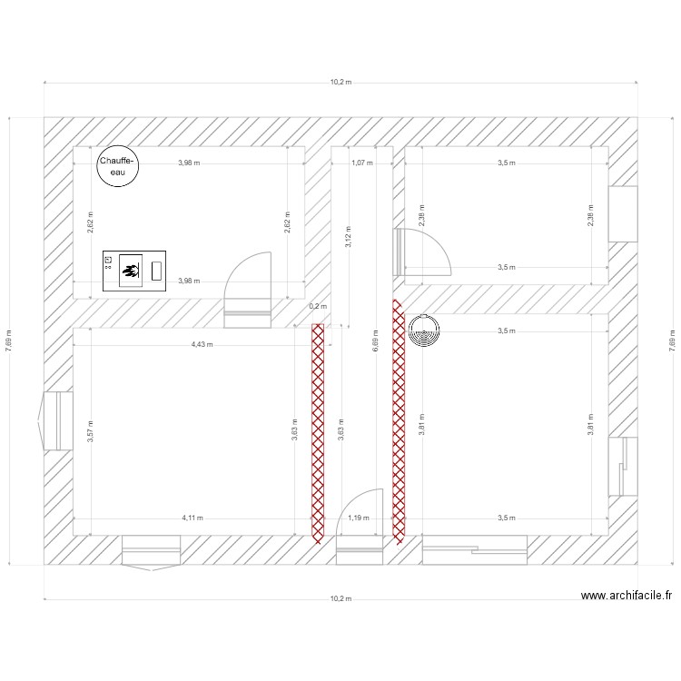 projet 16. Plan de 4 pièces et 54 m2