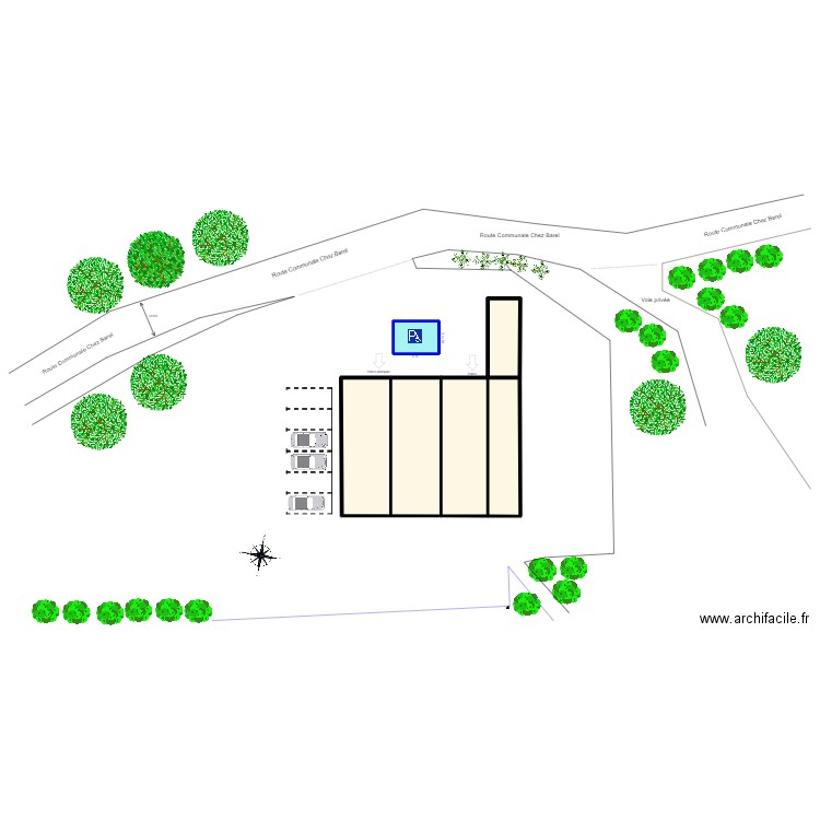 Plan de masse + parking. Plan de 5 pièces et 338 m2