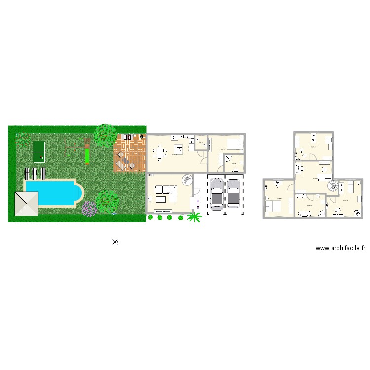 conteneur . Plan de 10 pièces et 166 m2