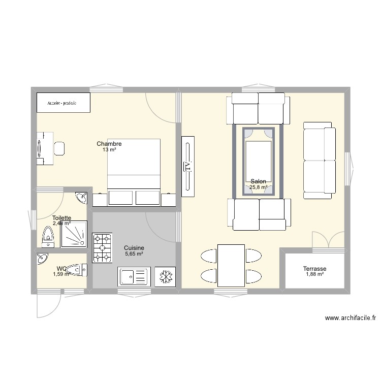 Studio moderne CM. Plan de 0 pièce et 0 m2