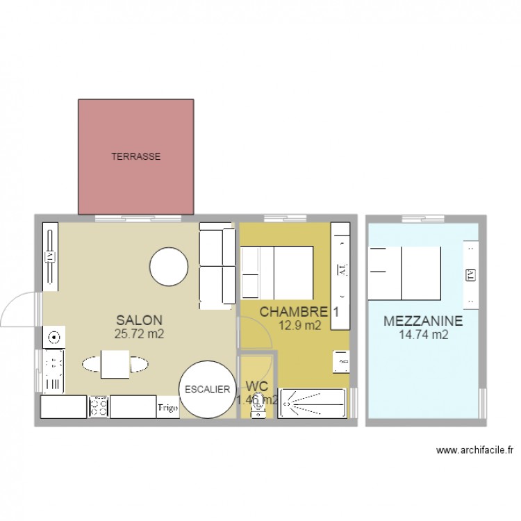 BUNGALOW DEFINITIF. Plan de 0 pièce et 0 m2