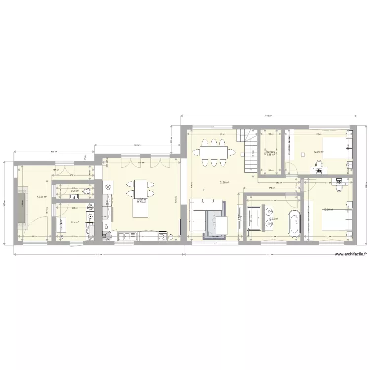distribution pi&egrave;ce 80m. Plan de 