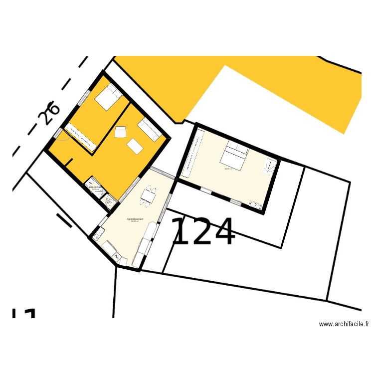 essai maison ste âzanne. Plan de 4 pièces et 60 m2