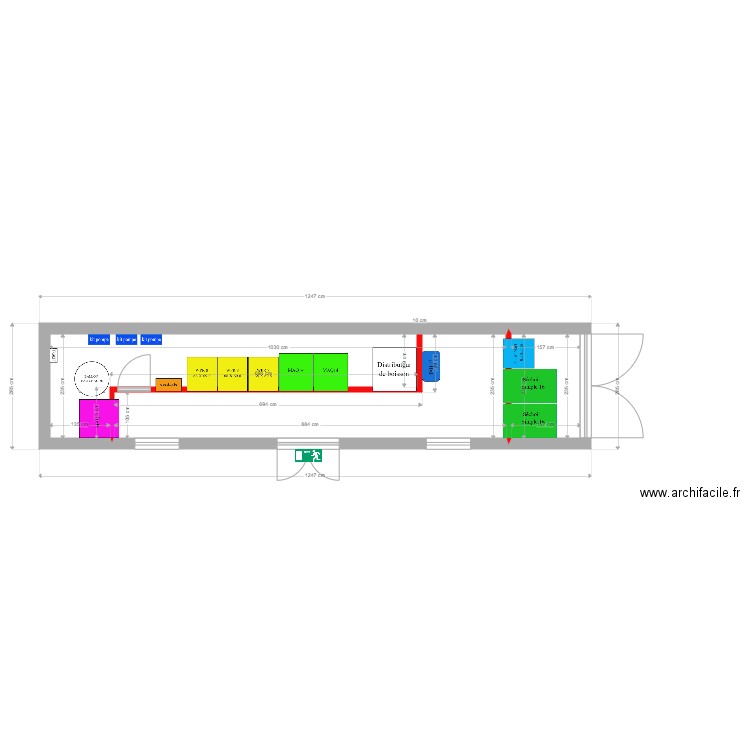 CONTAINER LAVERIE 40 Pieds. Plan de 2 pièces et 27 m2