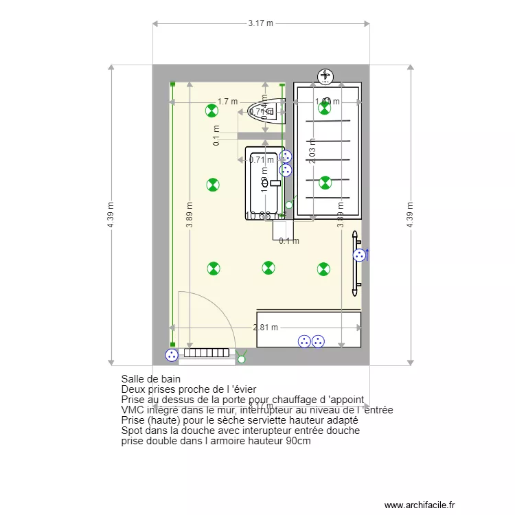 salle de bain final. Plan de 