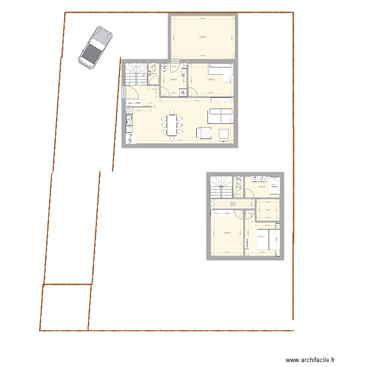 Plan V3. Plan de 12 pièces et 125 m2