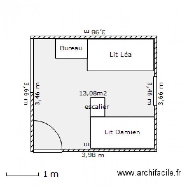 Chambre carré. Plan de 0 pièce et 0 m2