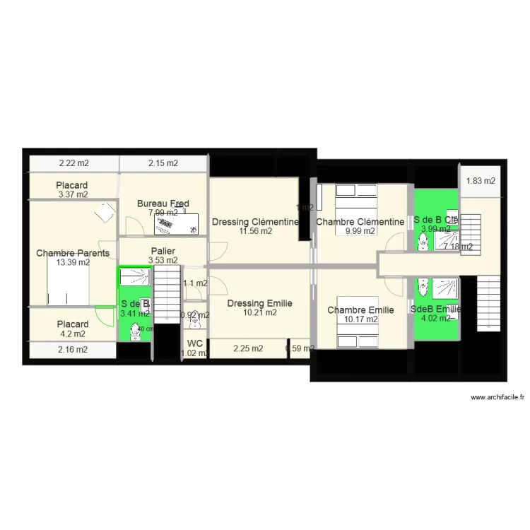 Etage avec travaux. Plan de 