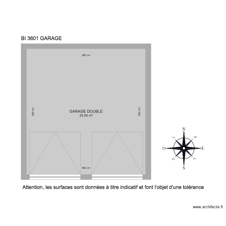 BI 3601 GARAGE. Plan de 0 pièce et 0 m2