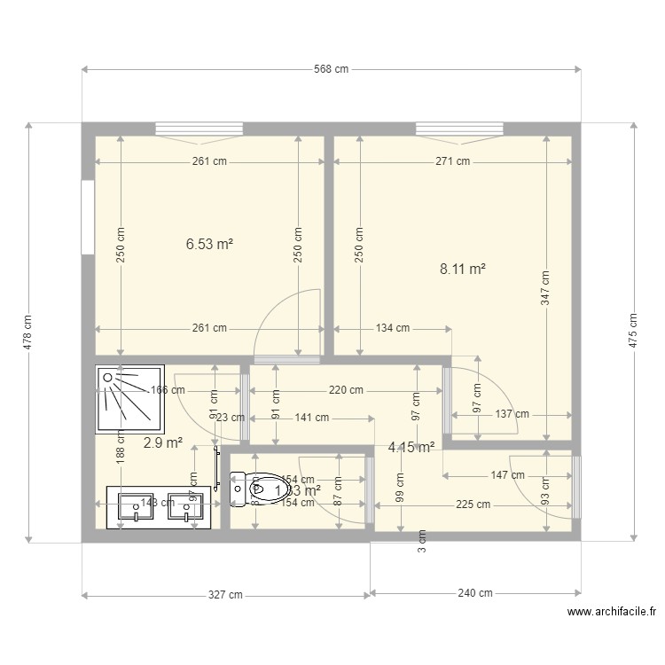 CH 1 CH 2 SDB WC LA COUE. Plan de 0 pièce et 0 m2