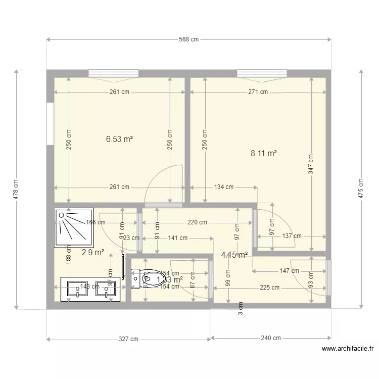 CH 1 CH 2 SDB WC LA COUE. Plan de 