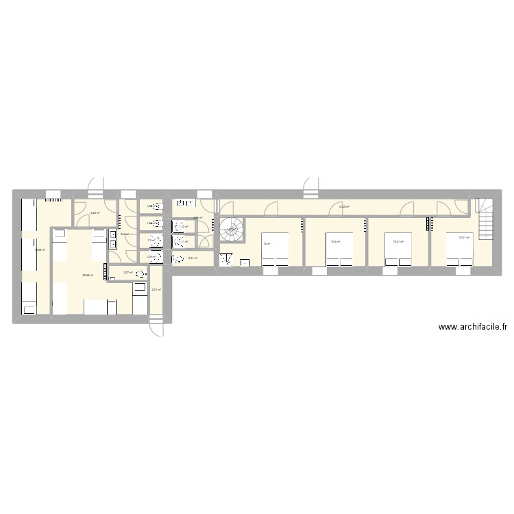 Domaine du château oublié Extension chambre numéro 3. Plan de 28 pièces et 226 m2