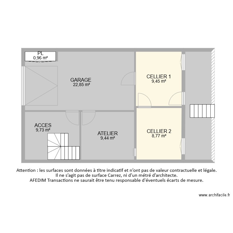 BI8762 SOUS SOL. Plan de 7 pièces et 72 m2