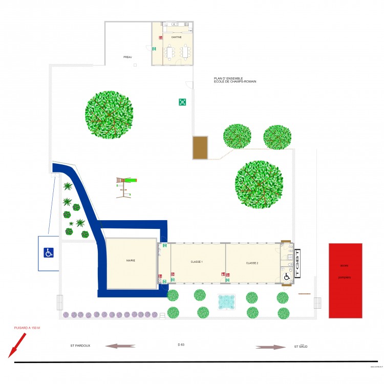 champs romain ecole 2 exterieurs. Plan de 0 pièce et 0 m2