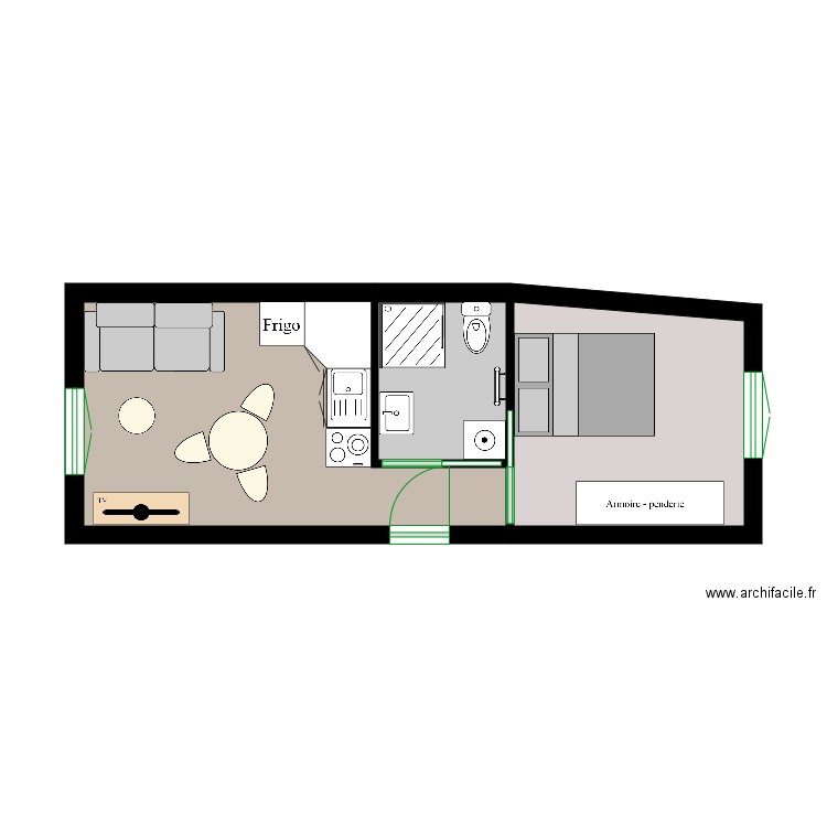 Jouarre travaux. Plan de 3 pièces et 26 m2