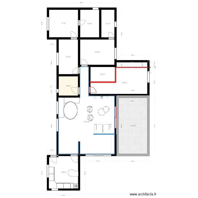 Chagoury version . Plan de 11 pièces et 152 m2