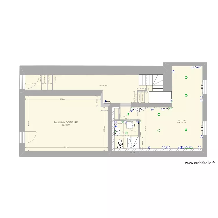 COURBET RDC Coupe Electricit&eacute; STUDIO. Plan de 