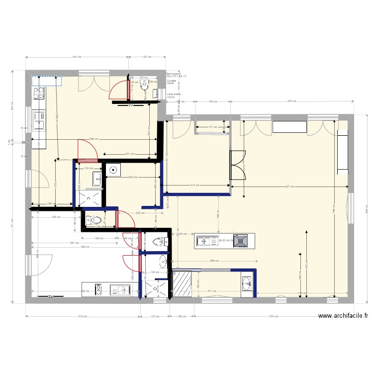                    Yvrac RDC PROJET3 logements rdc; OK. Plan de 5 pièces et 121 m2