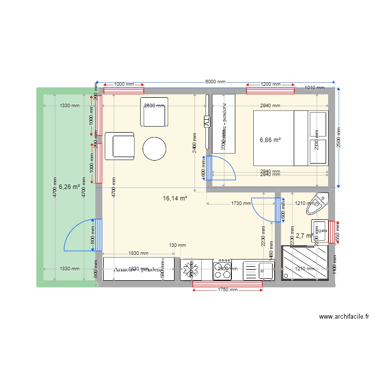 DOUBLE SQUARE 30М². Plan de 0 pièce et 0 m2