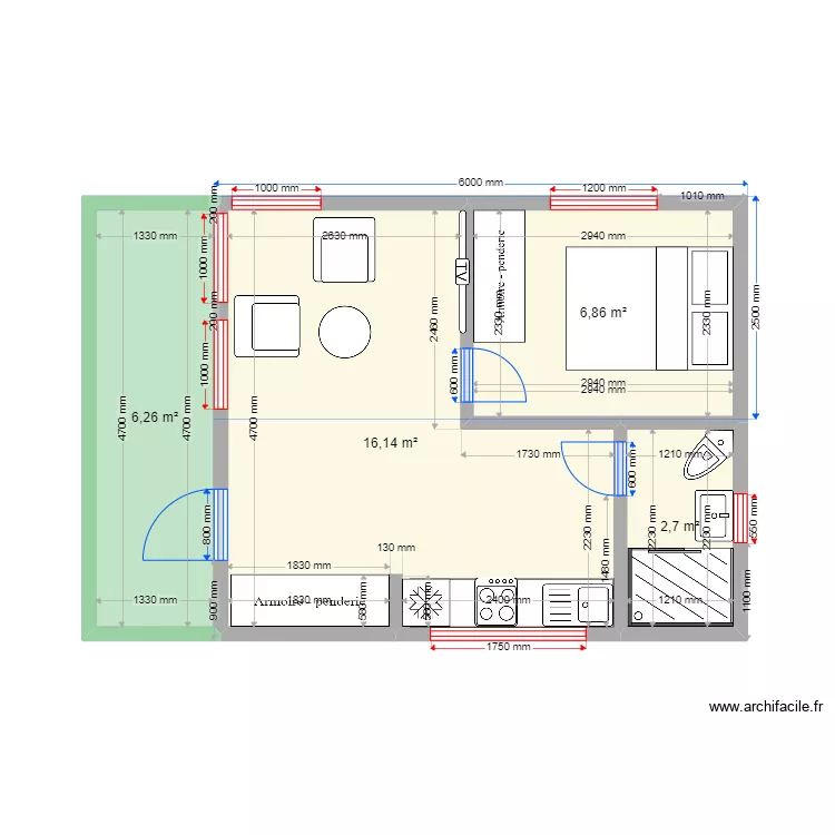 DOUBLE SQUARE 30М&sup2;. Plan de 