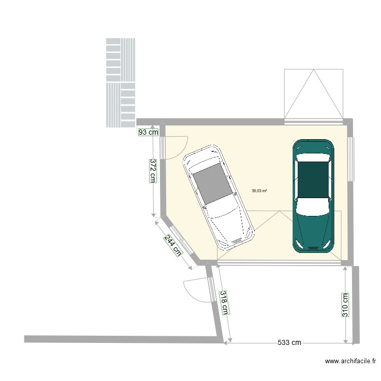 GARAGE accès portillon. Plan de 1 pièce et 39 m2