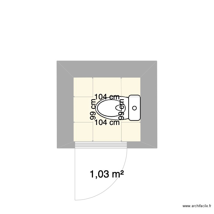 WCactuels. Plan de 1 pièce et 1 m2