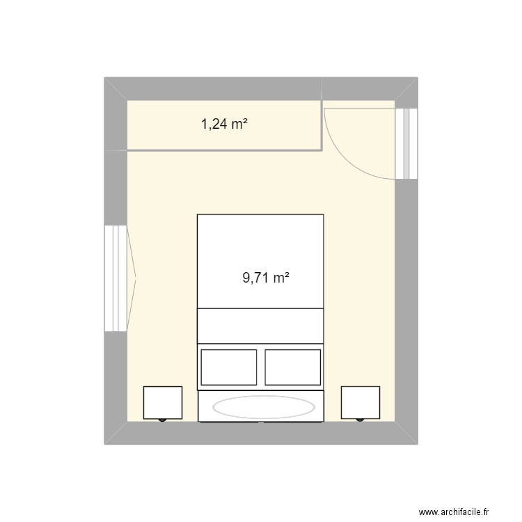 chambre2. Plan de 2 pièces et 11 m2