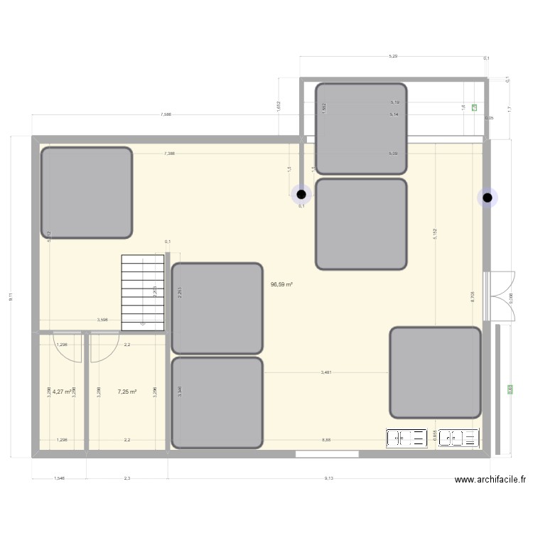 plateau TP AMB SAUMUR. Plan de 3 pièces et 108 m2