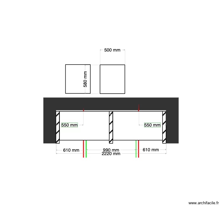 Placard entr&eacute;e loft. Plan de 