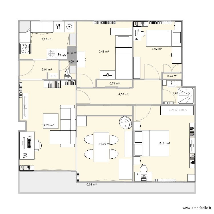appart 2. Plan de 0 pièce et 0 m2