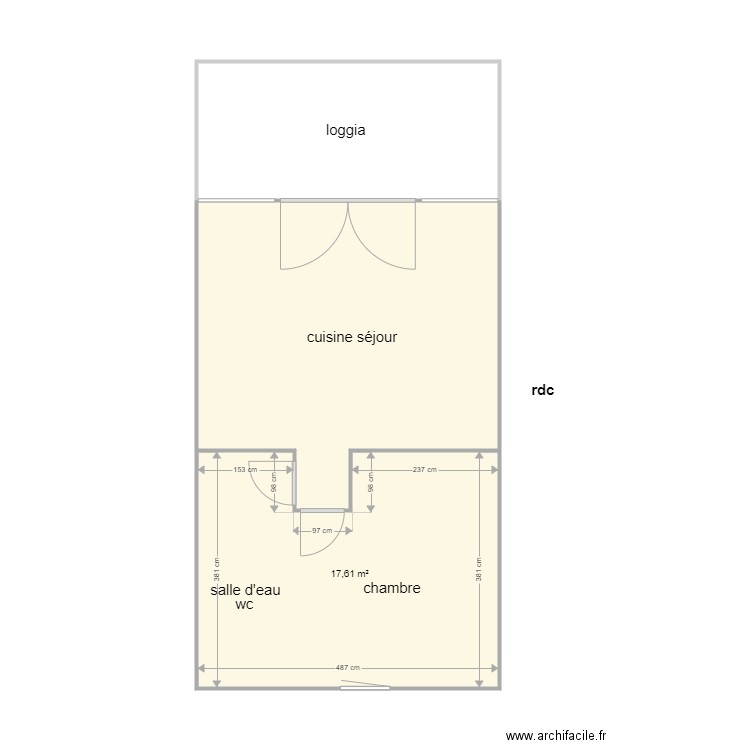 lorho am 1037. Plan de 3 pièces et 49 m2